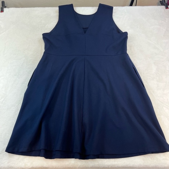 Lands End Ponte Knit Midi Dress Plus Size 22W Stretch Women’s Sleeveless Navy - Picture 6 of 14